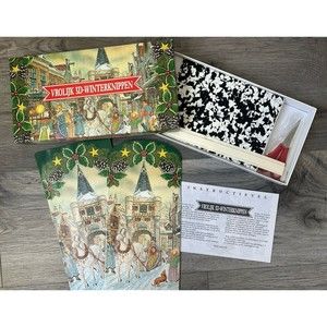 VTG Dutch Paper Craft 3D Christmas Winter Scene Translates Happy Winter Cutting